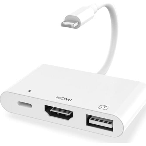 3 In 1 Lightning Adapter for Iphone Ipad IOS13 To OTG HDMI USB 1080P HD/TV projector Converter
