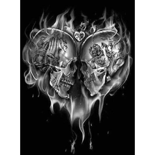 DIY 3D Diamond Embroidery Skull Couple 5D Cross Stitch Diamond Painting Rhinestone Full Diamond Mosaic Halloween Decor Gift
