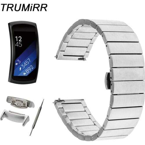 Quick Release Stainless Steel Watch Band + Adapters + Tool for Samsung Gear Fit 2 SM-R360 Butterfly Buckle Strap Wrist Bracelet