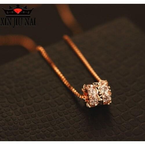 New set of diamond rose gold clavicle chain zircon necklace personality simple ladies item big brands jewelry gift 925 necklace