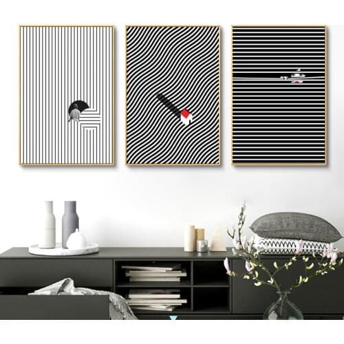 Black And White Line Abstract Women Canvas Painting Nordic Creative Poster Wall Art Pictures For Living Room Aisle Home Decor