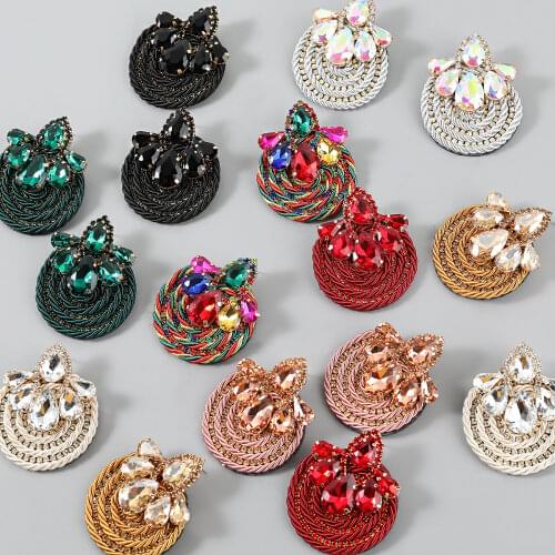 JIJIAWENHUA 2021 New Multicolor Sparkling Rhinestone Womens Earrings Dinner Party Fashion Jewelry Accessories