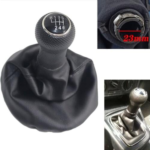 23MM 5/6 speed Chrome & Leather Car Shift Gear Knob Lever Gaitor Boot Cover For VW Golf 4 IV MK4 GTI R32 Bora Jetta 1999-2004