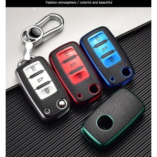 Leather+TPU Car Key Cover Case For Volkswagen for VW POLO Tiguan Passat B5 B6 B7 Golf EOS Scirocco Jetta MK6 Octavia Accessories