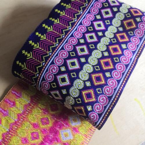 10cm 4' Beautiful Miao Symbol Rhombus Flower Colorful Laciness Clothes Curtain National Jacquard Webbing Embroidery Woven Ribbon