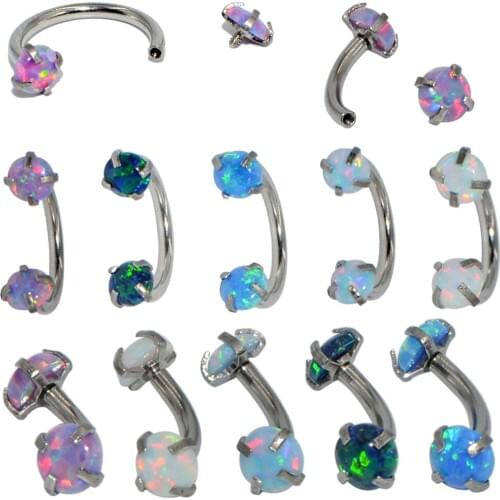 1PC Opal Circular Barbell Horseshoe CBR Septum Lip Labret Ear Cartilage Helix Tragus Conch Rook Lobe Screw Back Earring Stud