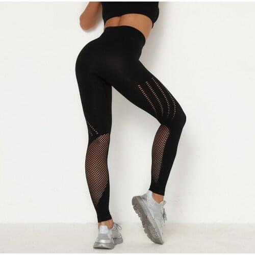 Hollow Out Breathable Yoga Pants High Waist Workout Seamless Leggings Sport Women Fitness Push Up Tights Gym Leggings Women 2021