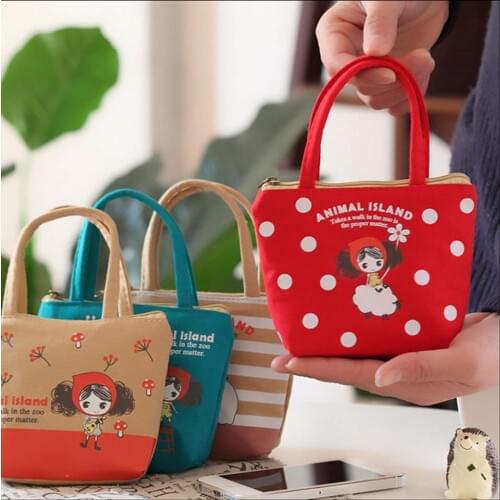 Cute Girls Coin Purse Cartoon Mini Handbag For Children Canvas Bag Headset Bags Women Small Kawaii Wallet Zipper Pocket Bag
