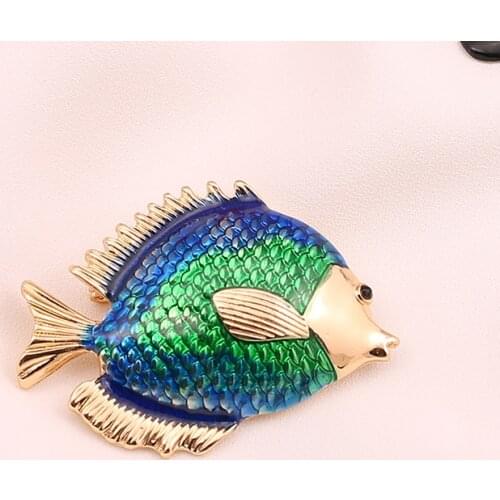 Fashion brand personality marine tropical fish inlaid with diamond and drop glaze temperament Brooch accessories