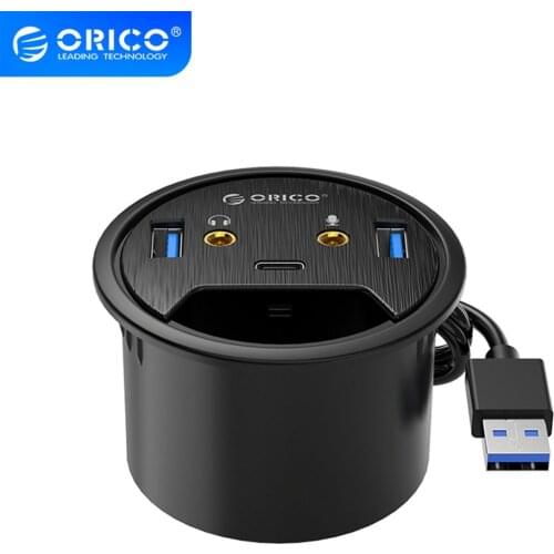 ORICO Desktop Grommet USB 3.0 HUB Type-C Audio Desk Mount Adapter Splitter Multi-Function Power Table Mounting Adapter