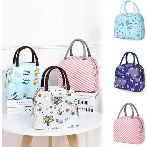 New Lunch Bag Fresh Cooler Bags Waterproof Nylon Portable Zipper Thermal Oxford Lunch Bags For Women Lunch Box Tote Food Bag