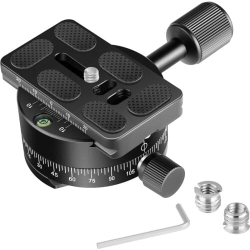 Neewer Panoramic Tripod Head, 360 Degree Bottom Rotation Pan Head with QR Plate, Bubble Level for Tripod Monopod Slider Cameras