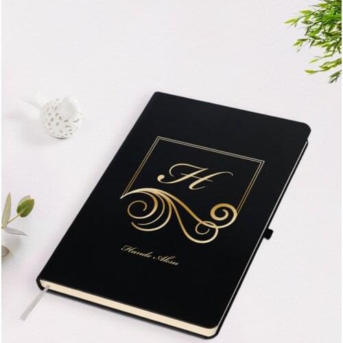 Personalized Head Letter Name Design Black Notebook-2