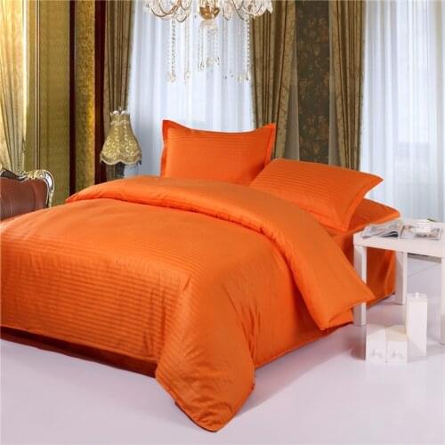 One piece pure Cotton Black White Orange Color Stripe Duvet Cover Hotel Solid Quilt Cover Twin Full Queen King #363