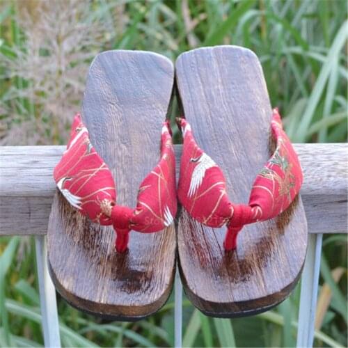 Traditional Japanese Women Slippers Anime Cosplay Kimono Geta Summer Beach Sandals Flip Flops Paulownia Wooden Clogs Shoes