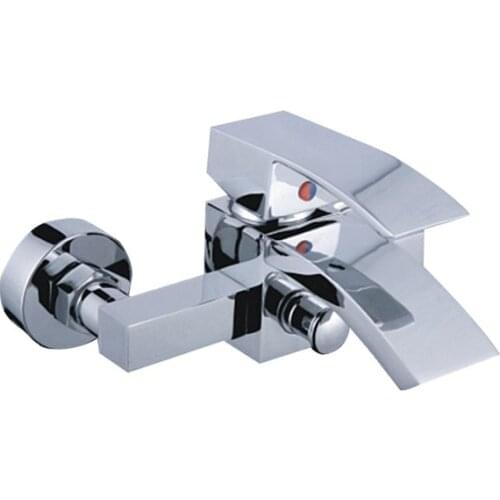 Double holes bathroom waterfall basin faucet for bathroom shower faucet of solid brass waterfall faucet