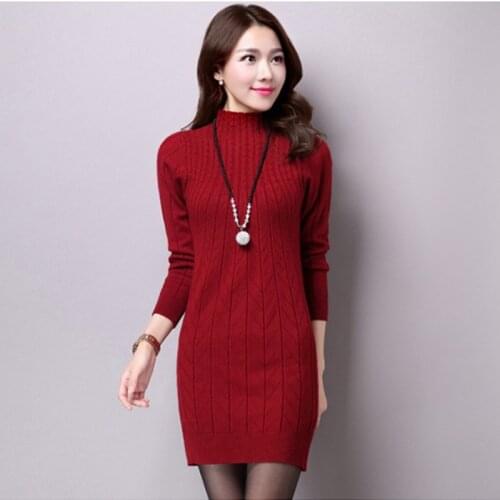 Women Half Turtleneck Sweater Pullover 2019 New Autumn Winter Women Clothing Medium Long Knitted Jumper Sweater Female Tops 128