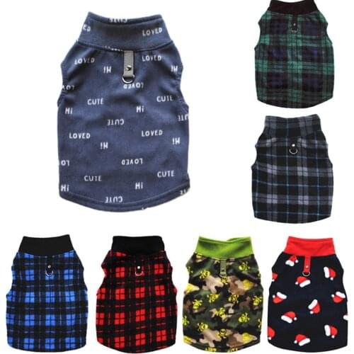 Warm Fleece Pet Dog Clothes Autumn Winter Thickened Vest Coat for Small Medium Dogs Warm Costume With Traction Ring Dog Supplies