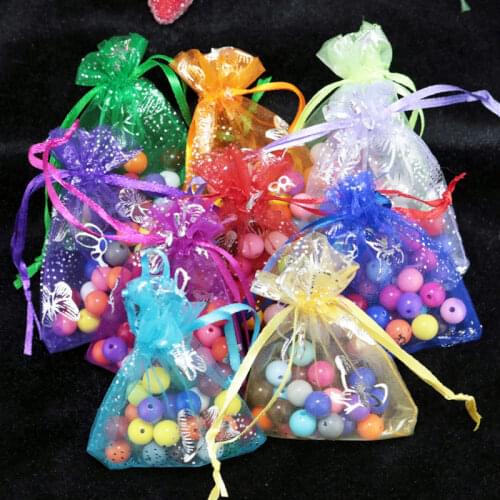 High quality 100 pcs/lot Silver Butterfly Organza Bag Jewelry Wedding Gift Bags Crafts Pack Festive Supplies (6 Size)