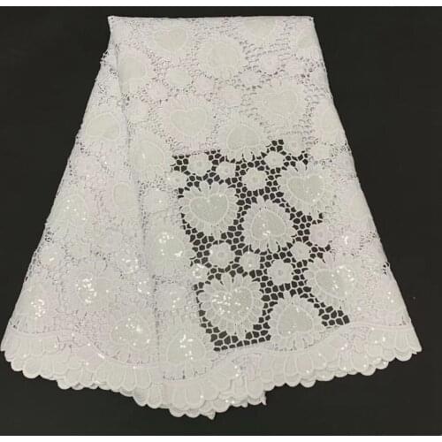 High Quality African Embroidery Lace Fabric 100% Cotton Pure White Nigerian Swiss Voile Lace Switzerland 5Y For Wedding Dress