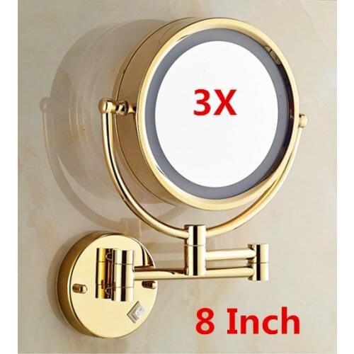 3X Magnifying espejo de maquillaje Led makeup mirror European telescopic folding double - sided beauty mirror