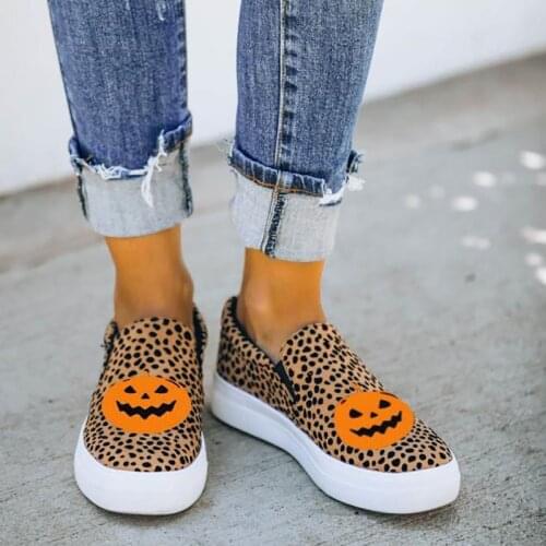 2020 New Snekaers Loafers Casual Shoes Halloween Personalized Canvas Flat Shoes Womens Large Size 43 Women Flats Tenis Feminino