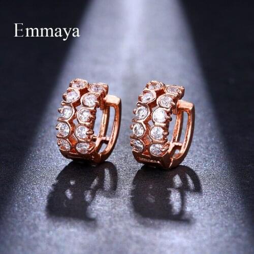 EMMAYA Delicate Rose Gold Color Earrings Flash CZ Ear Studs Pretty Earrings Women For Luxury Party Wedding Accessories