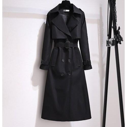 Winter Long Coat Women Turn-down Collar Trench Coats Stylish Double Breasted Sashes Oversized Female Windbreaker Autumn