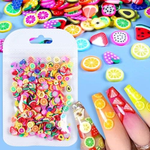 3D Fruit Slices Sticker 12 Mixed Styles Polymer Clay Nail Manicure Nail Art Decoration DIY Designs Nail Soft Patch Beauty Decals