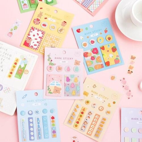 12 Designs Kawaii Cartoon Index Stickers DIY Novelty Sticky Notes Planner Stickers Page Diary Scrapbooking Album Stickers