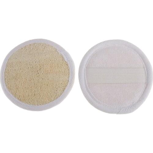 2pcs Natural Round Loofah Bath Body Sponge Scrubber Face Pore Exfoliator Pads 10cm