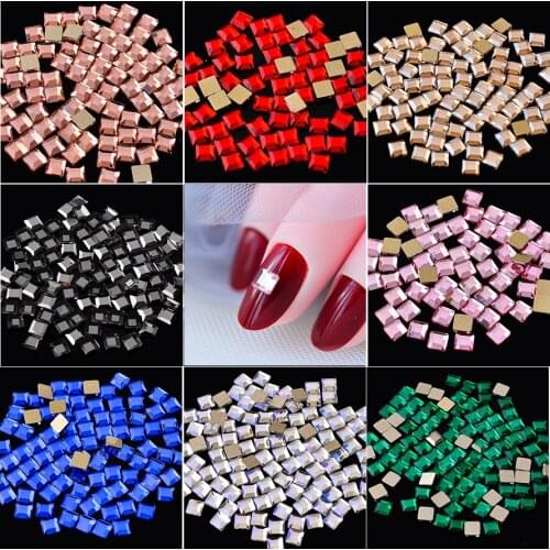 20pcs square 4mm 3D Nail Art crystal Rhinestones jewels Scrapbook Flatback Shiny glass stones Nail Art Gems Manicure Accessories