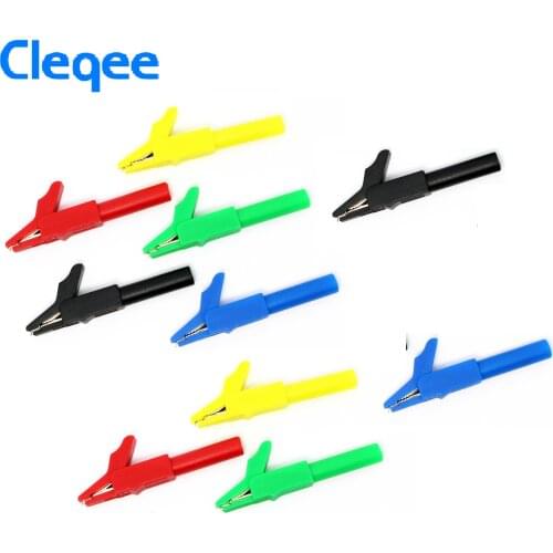 2018 Cleqee P2007 10PCS Alligator Clip to 4mm Banana Female Jack Test Adapter Oscilloscope multimeter accessories