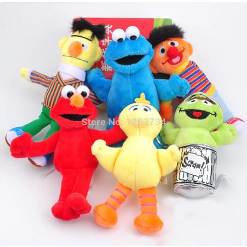 30pcs 12-15CM Sesame Street Elmo Cookie Big Bird Bert Keychains Plush Doll Figure