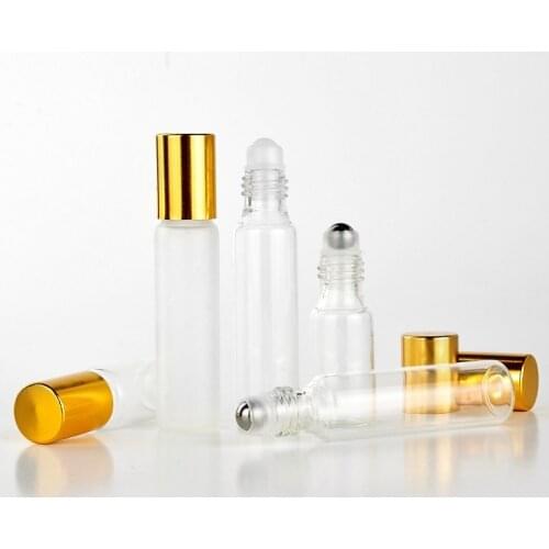 50pcs 5ml 10ml Clear Glass Essential Oil Roller Bottles with Glass Roller Balls Aromatherapy Perfumes Lip Balms Roll On Bottles