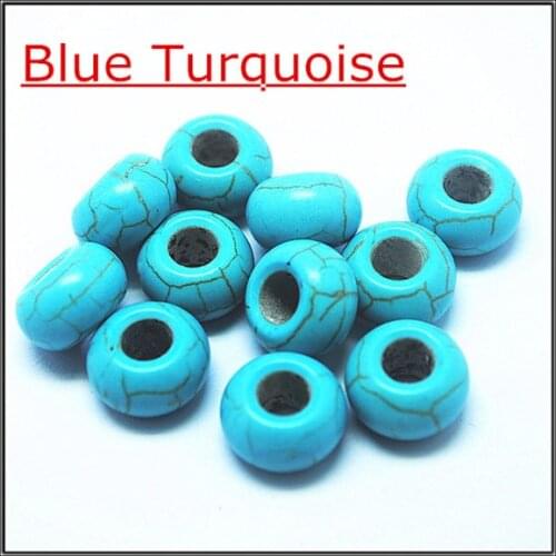 Fashion European beads blue turquoisee beads big hole size 8x14mm hole size 5mm charms womens bracelet making beads 2 colors
