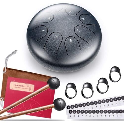 6 inch 8 Tunes Percussion Musical Instruments Steel Tongue Drum for Beginner Tune Hand Drum Pad Sticks Carrying Bag Percussion