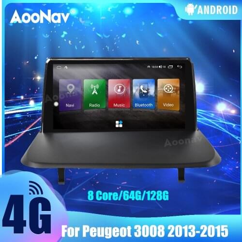 2 Din 128G Car Radio For Peugeot 3008 2013-2015 Android System Touch Screen Multimedia Player GPS Navigation Auto Radio