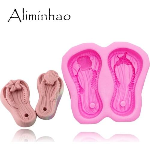 B0723 flip flop shape Sugarcraft Silicone mold slippers fondant cake decorating tools chocolate molds soap form silicon