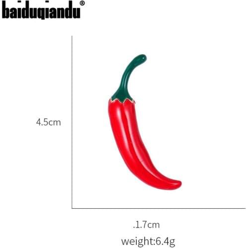 Baiduqiandu Gold Color Plated Enameled Red or Green Cayenne Pepper Brooch Pins for Women