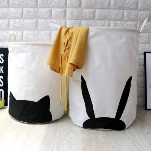 White Laundry Basket Folding Underwear Blanket Toys Rabbit Storage Basket Home Clothes Kids Things Sort Out Storage Barrel Bags