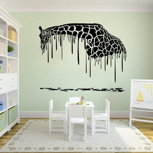 Large Graffiti Giraffe Painting Wall Decal Kids Room Playroom Cartoon Safari Zoo Animal Wall Sticker Vinyl Home Decor