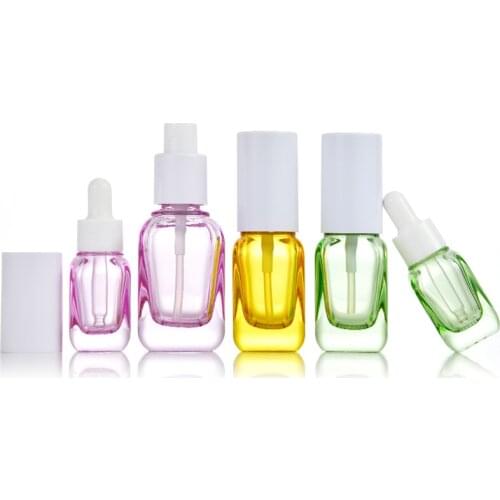 200Pcs 10/20/40ml Colorful Glass Dropper Bottles For Oil Essence Liquid Spray Pump Lotion bottle Perfume Cosmetic Containers