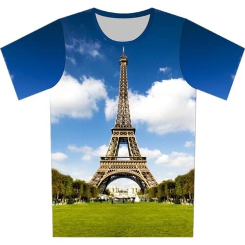 2019 Summer Kids Fashion Roman Colosseum Church Eiffel Tower London Bridge Print T-shirt Boys Girls 3D T shirt Children Tshirts