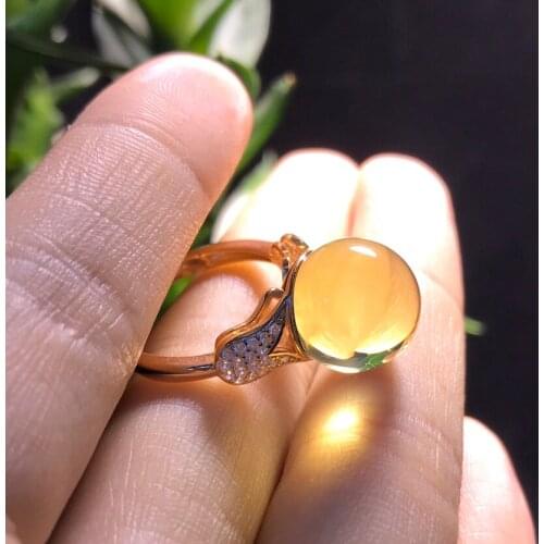 Bizuteria DesignerJewelry Gioielli in Argento 925 Mexican Really Natural Gold Blue Amber Silver Ring Adjustable Finger