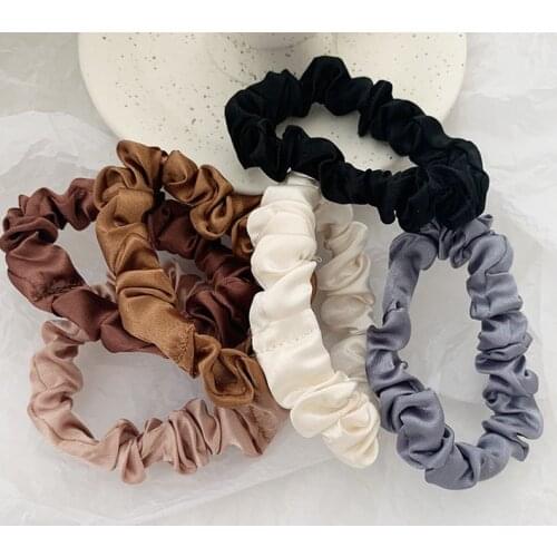 6 Sets Ins Elegant French Satin Hair Loop Joker Base Imitation Silk Hair Rope Headwear Korean Hair Accessories