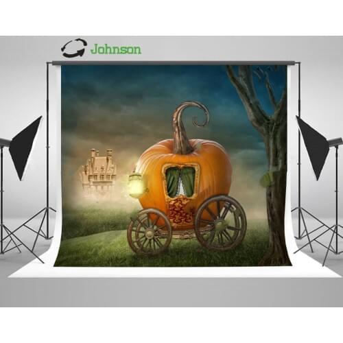 Pumpkin Carriage Isolated Tree Grass Cinderella Castle backdrops polyester or Vinyl cloth Computer print wall background