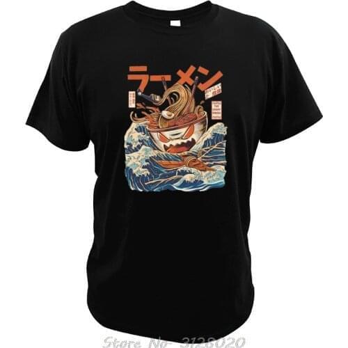 Kanagawa Wave T Shirt Angry Lamian Surfing On Great Wave High Quality Digital Print Japan Tshirt Cotton Tees