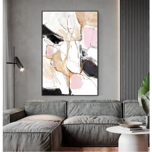 Room Nordic Print Scandinavian Decoration Picture Modern Abstract Beautiful Colorful pink Canvas Painting Wall Art for living