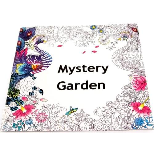 English Adult mystery Garden Treasure Hunt Coloring Painting Book